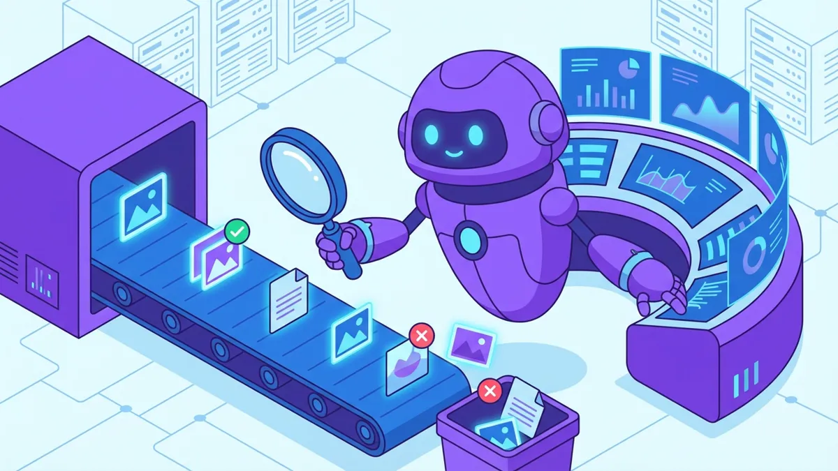 AI system analyzing images on a content moderation pipeline
