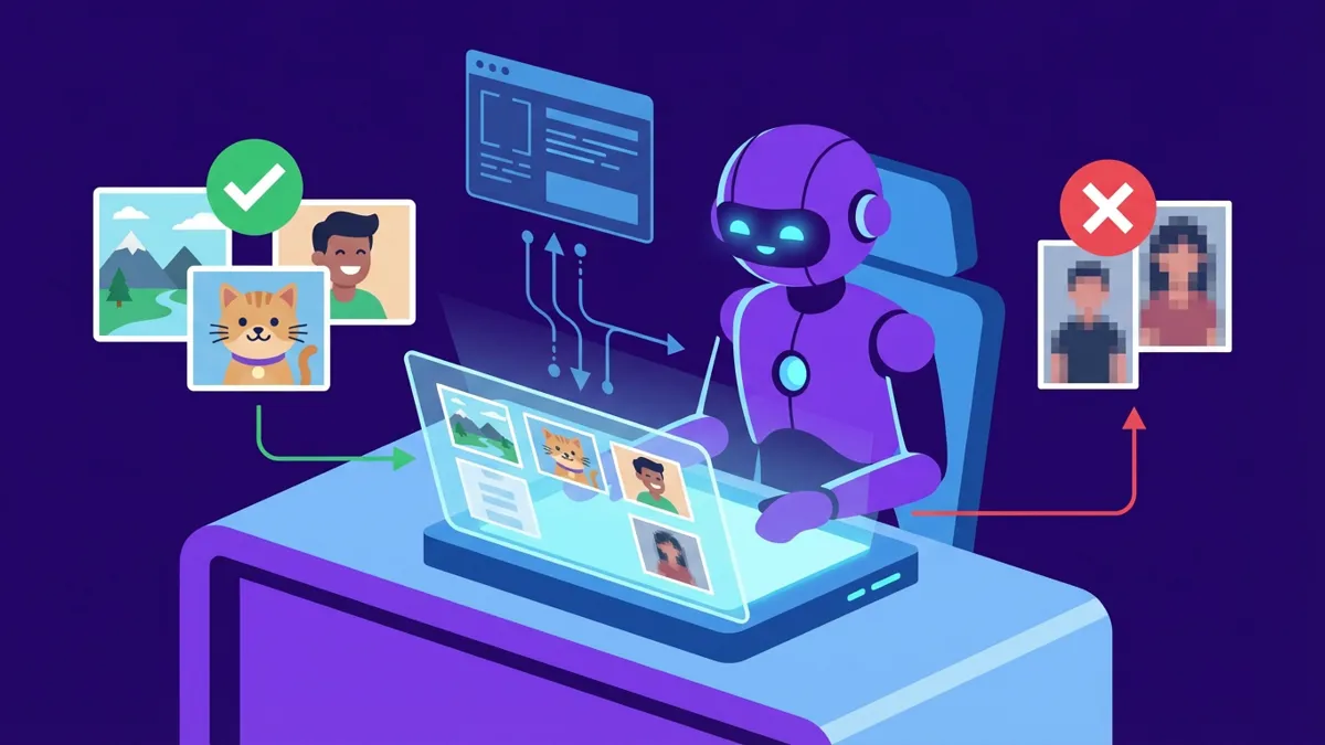 AI-powered scanner analyzing images for inappropriate content