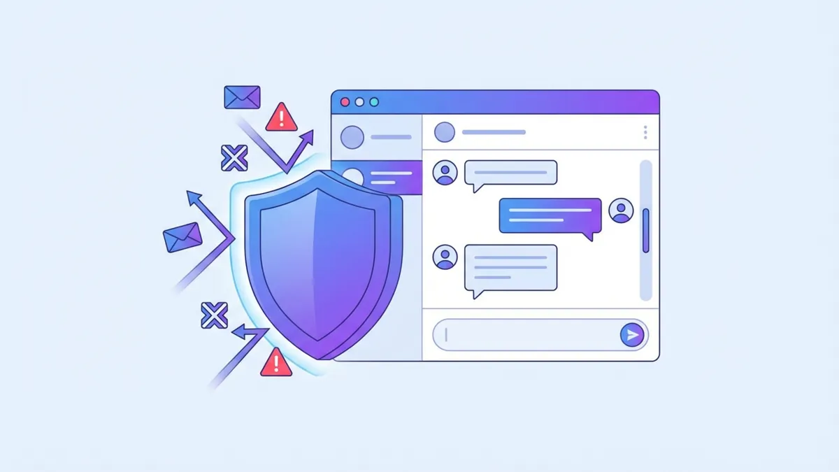 Shield protecting a Discord server from incoming NSFW spam messages